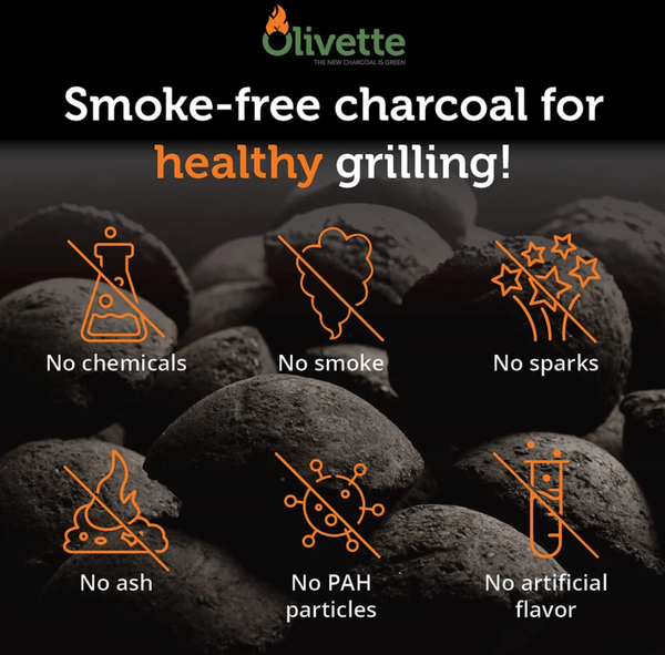 Organic Olive Tree CHARCOAL BRIQUETTES. -OLIVETTE