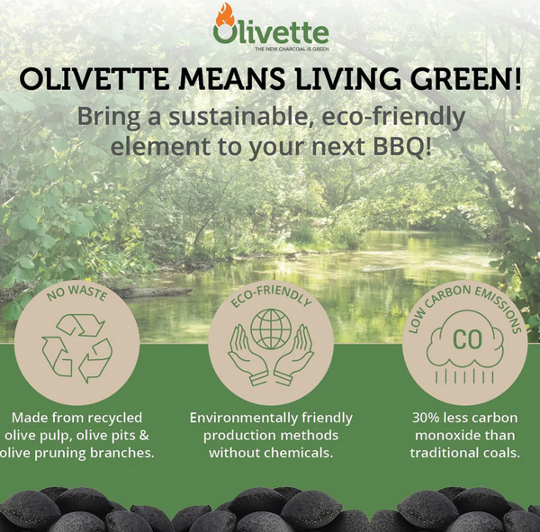 Organic Olive Tree CHARCOAL BRIQUETTES. -OLIVETTE