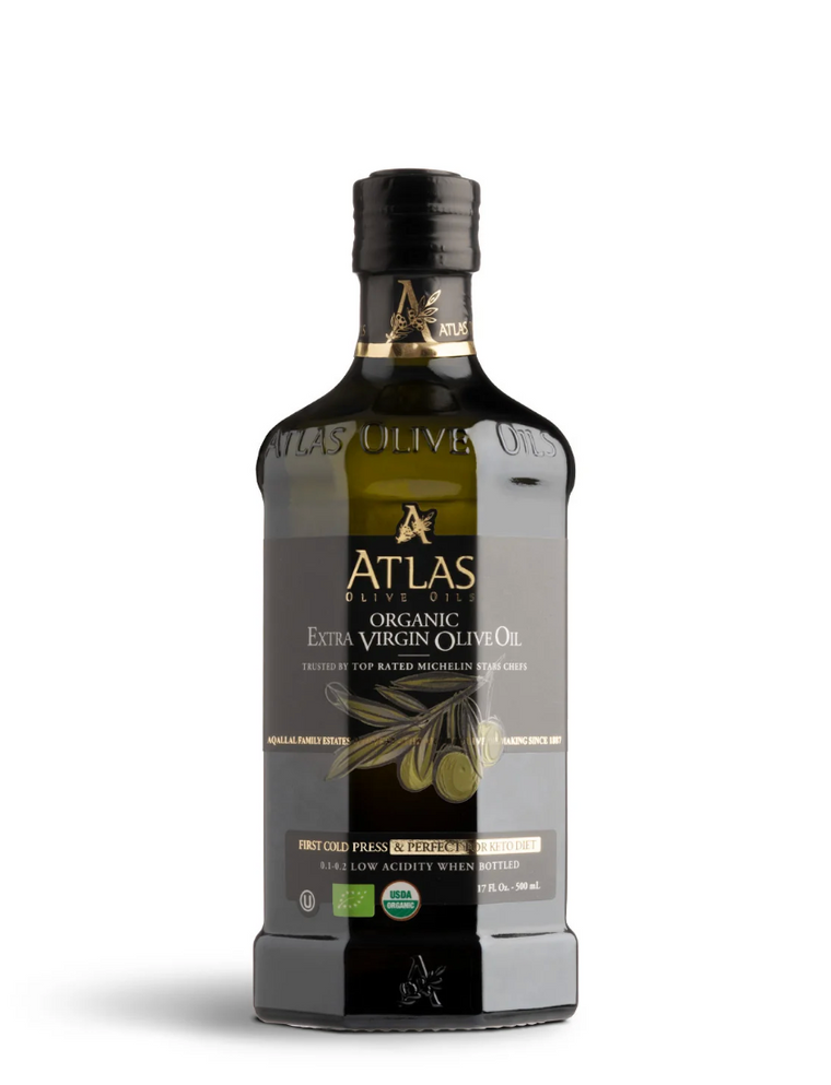 ATLAS Organic Extra Virgin Olive Oil Glass bottle - Moroccan and Polyphenol Rich - Carbon Neutral - Low Acidity