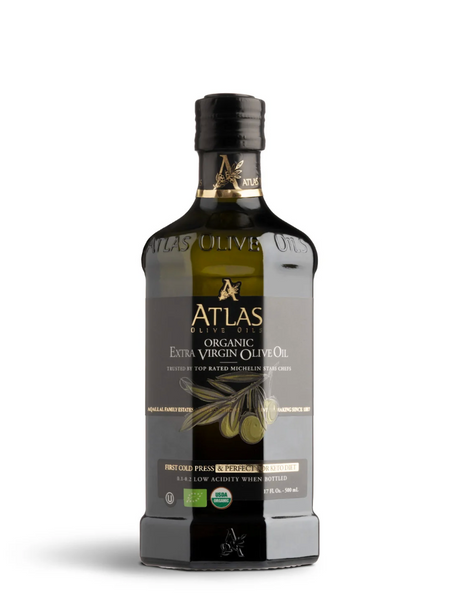 ATLAS Organic Extra Virgin Olive Oil Glass bottle - Moroccan and Polyphenol Rich - Carbon Neutral - Low Acidity